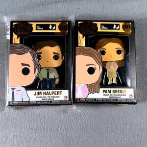 NIB Funko Pop Pins The Office Jim Halpert Pam Beesly Set 08 09 NBC Merch